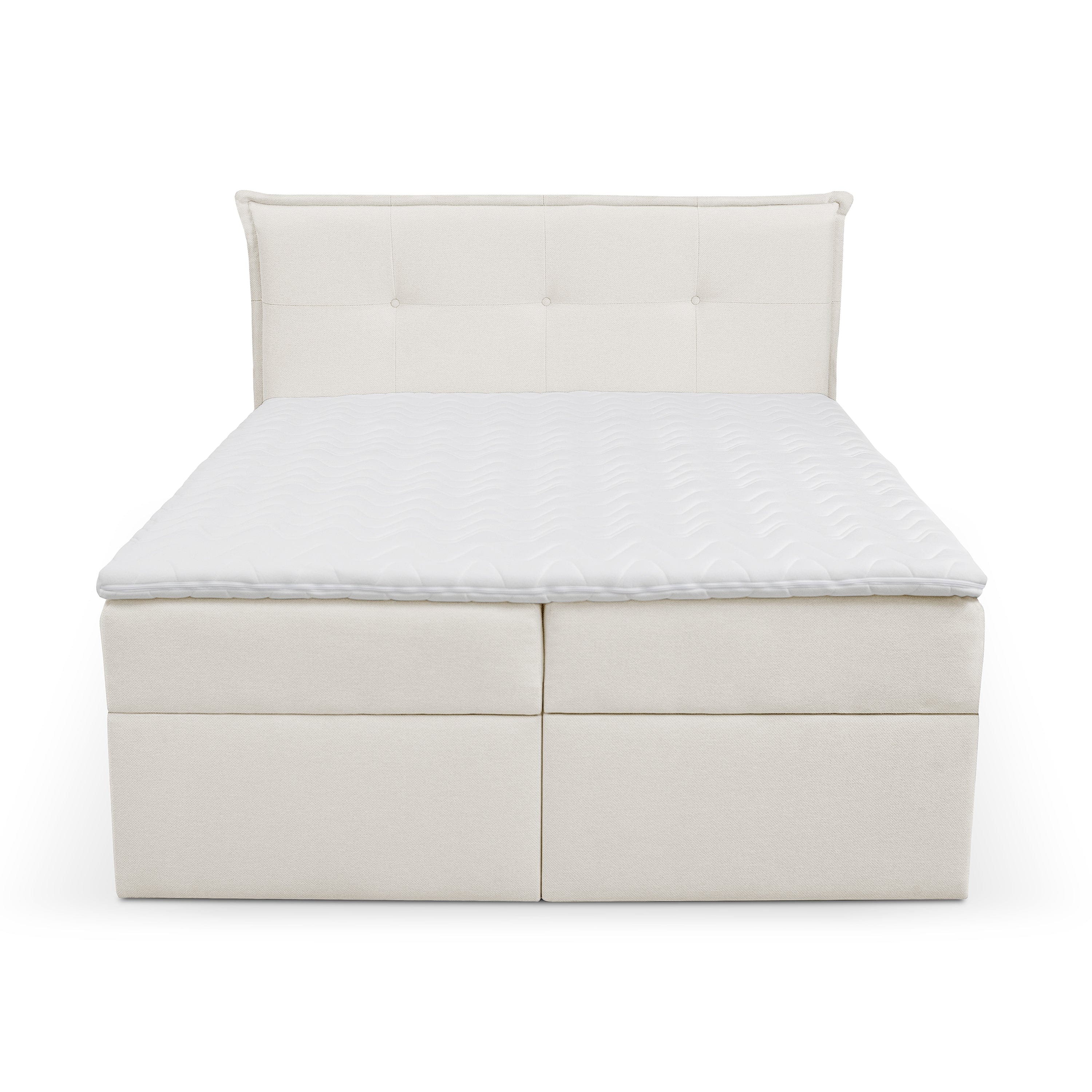 Pat rabatabil cu lada de depozitare, tapitat cu stofa, Cloud Boxspring Ecru (1)