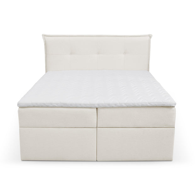Pat rabatabil cu lada de depozitare, tapitat cu stofa, Cloud Boxspring Ecru (1)