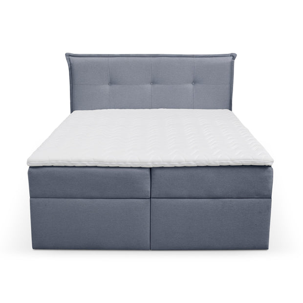 Pat rabatabil cu lada de depozitare, tapitat cu stofa, Cloud Boxspring Gri Bleu (1)