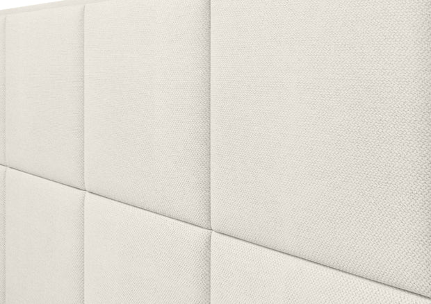 Pat rabatabil cu lada de depozitare, tapitat cu stofa, Cube Boxspring Ecru (4)