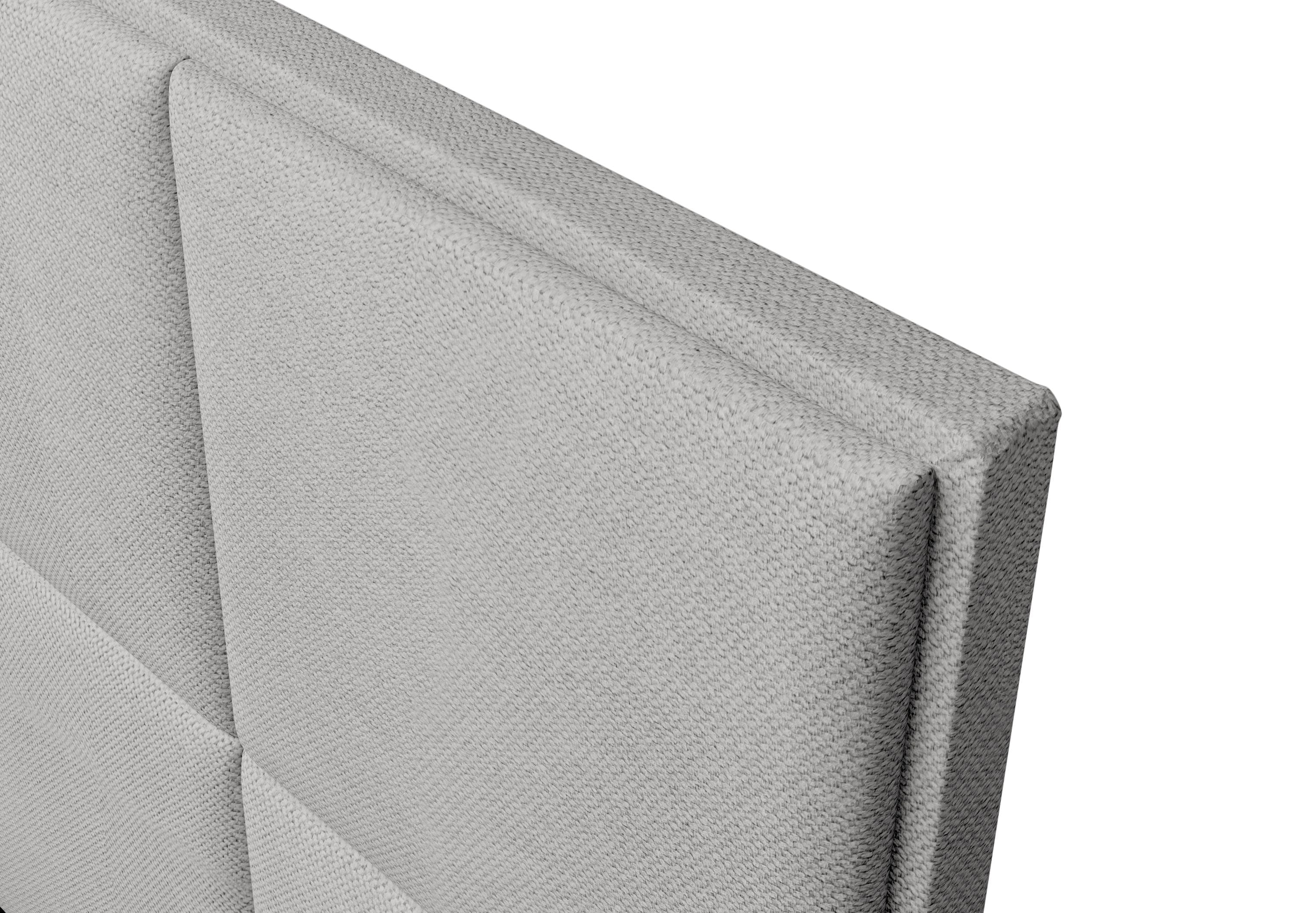 Pat rabatabil cu lada de depozitare, tapitat cu stofa, Cube Boxspring Gri (3)