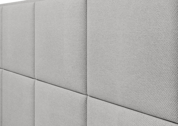 Pat rabatabil cu lada de depozitare, tapitat cu stofa, Cube Boxspring Gri (4)