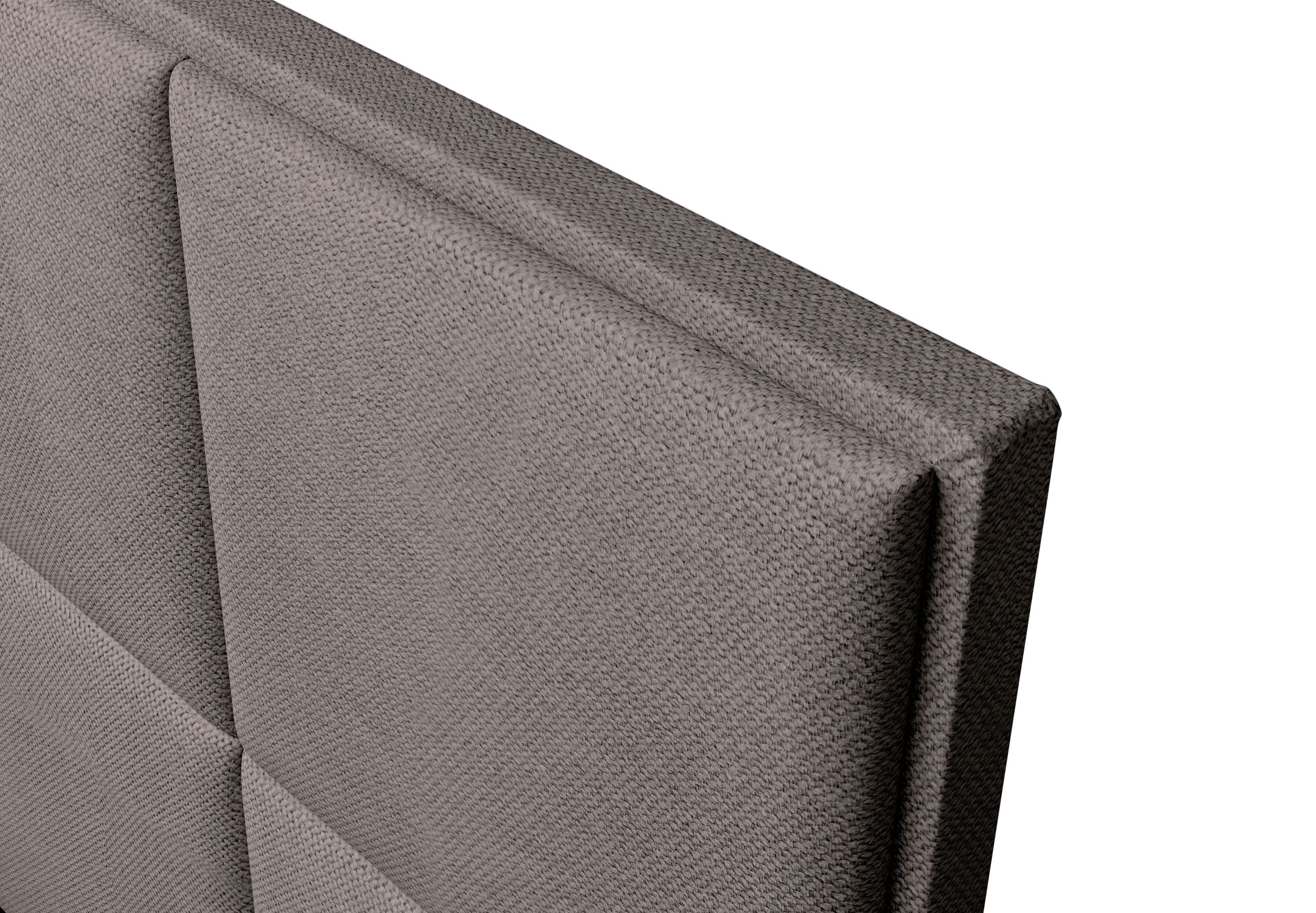 Pat rabatabil cu lada de depozitare, tapitat cu stofa, Cube Boxspring Maro (3)