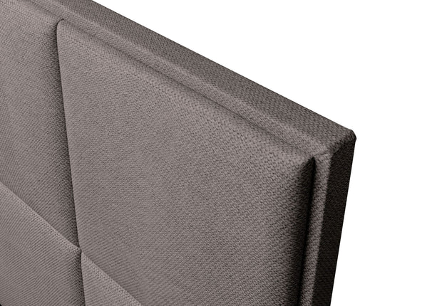 Pat rabatabil cu lada de depozitare, tapitat cu stofa, Cube Boxspring Maro (3)