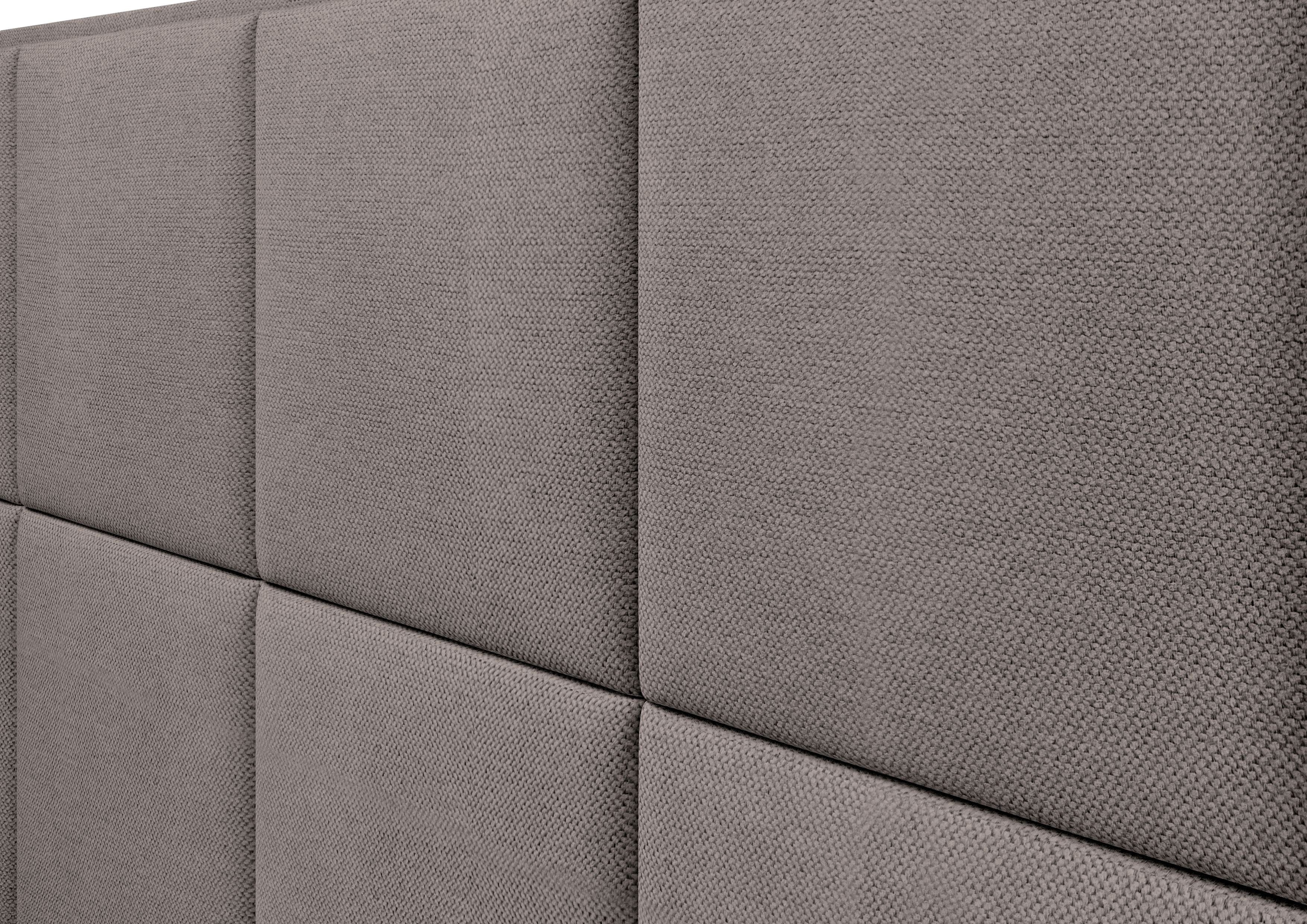 Pat rabatabil cu lada de depozitare, tapitat cu stofa, Cube Boxspring Maro (4)