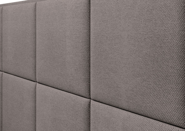 Pat rabatabil cu lada de depozitare, tapitat cu stofa, Cube Boxspring Maro (4)