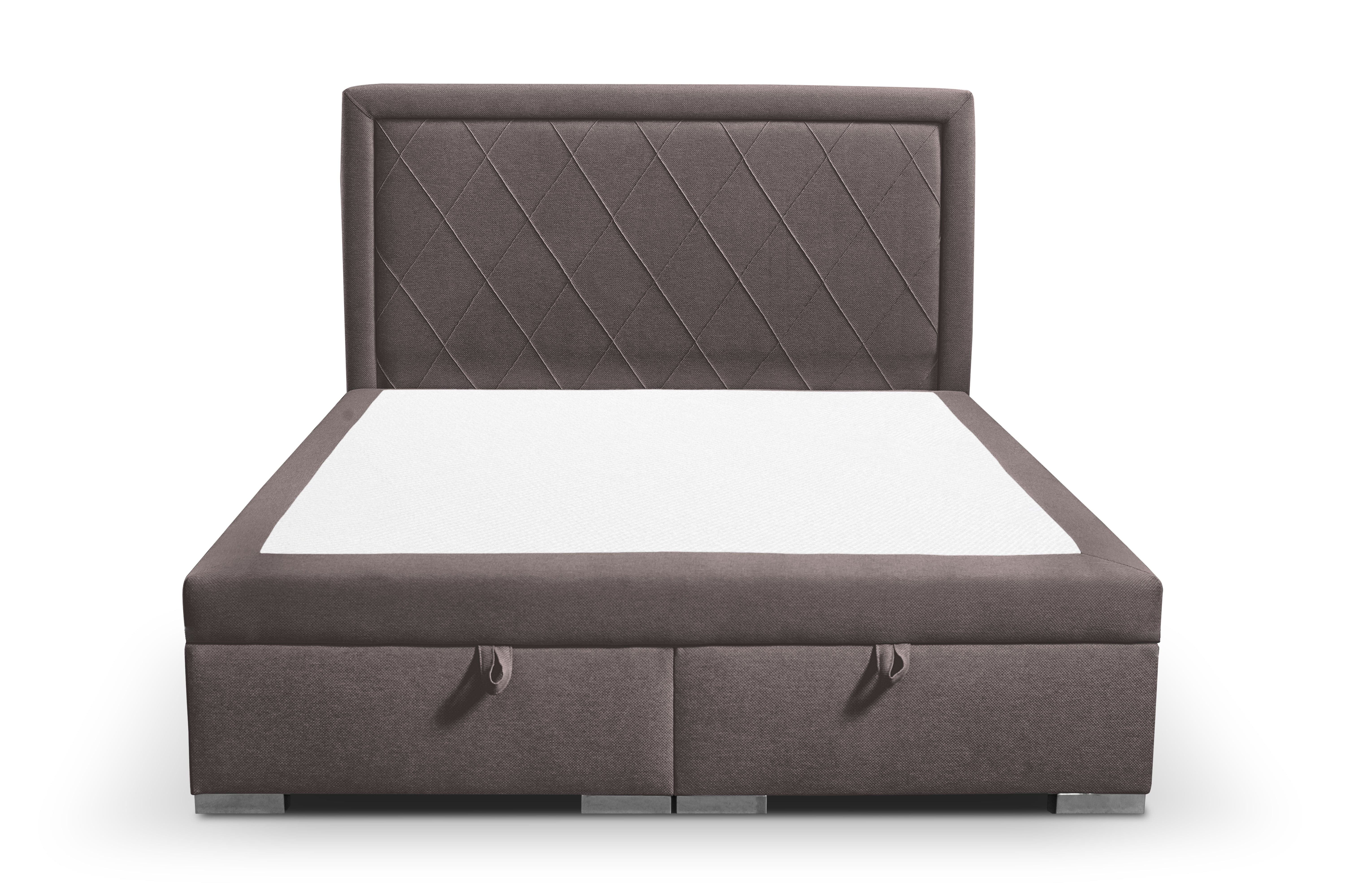 Pat rabatabil cu lada de depozitare, tapitat cu stofa, Etna Maro (1)