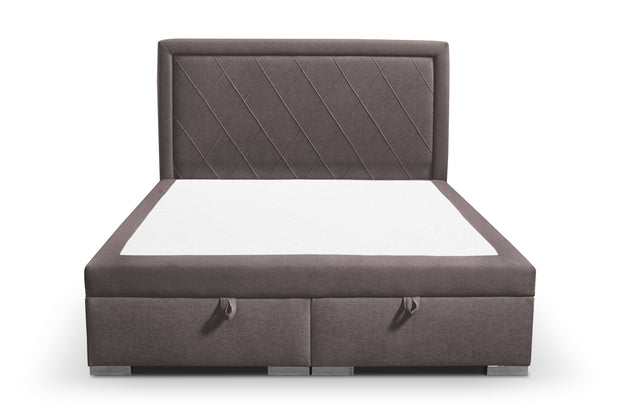 Pat rabatabil cu lada de depozitare, tapitat cu stofa, Etna Maro (1)