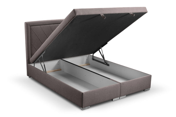 Pat rabatabil cu lada de depozitare, tapitat cu stofa, Etna Maro (2)