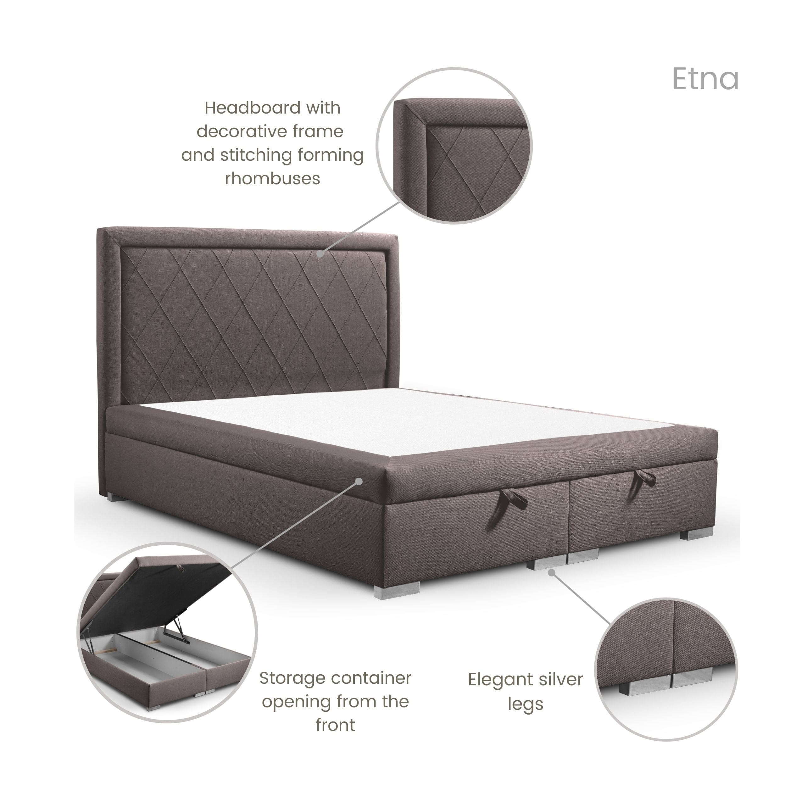 Pat rabatabil cu lada de depozitare, tapitat cu stofa, Etna Maro (6)
