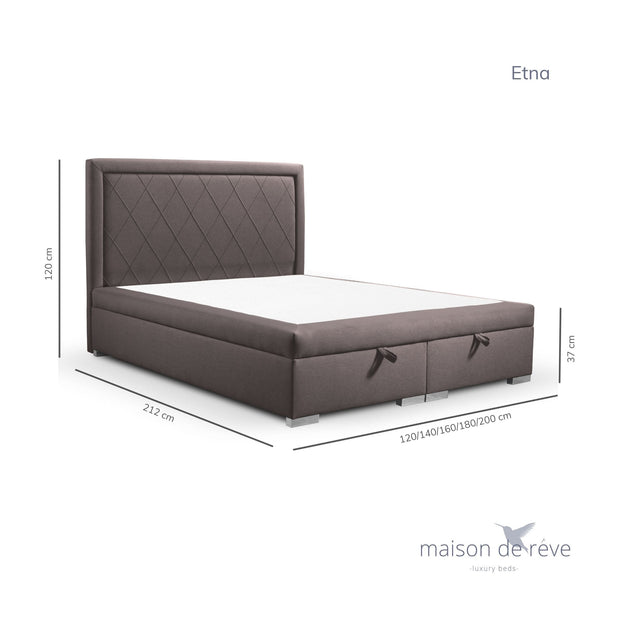 Pat rabatabil cu lada de depozitare, tapitat cu stofa, Etna Maro (7)