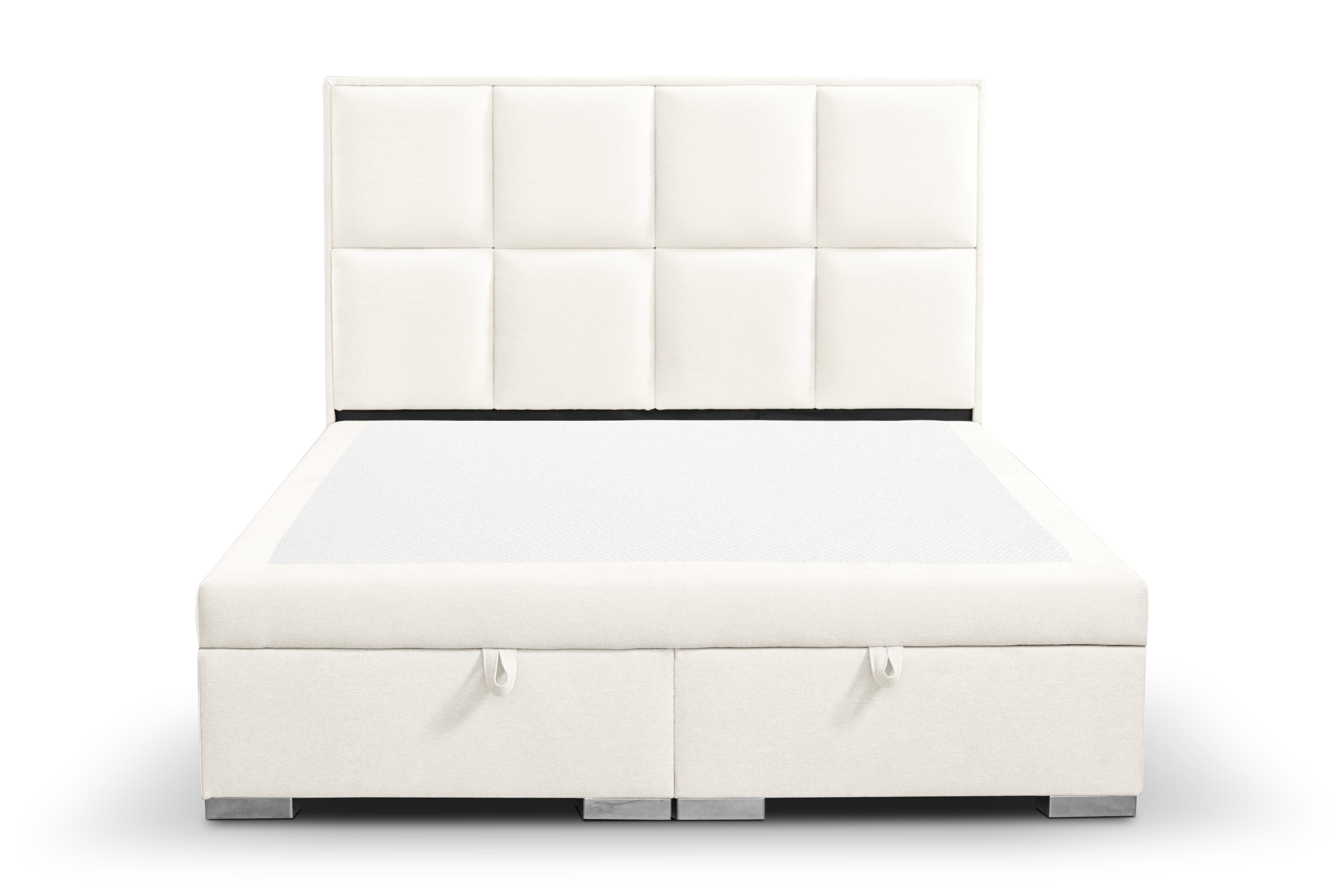 Pat rabatabil cu lada de depozitare, tapitat cu stofa, Fogo Ecru (1)