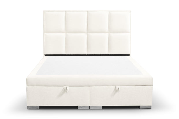 Pat rabatabil cu lada de depozitare, tapitat cu stofa, Fogo Ecru (1)