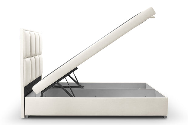 Pat rabatabil cu lada de depozitare, tapitat cu stofa, Fogo Ecru (3)