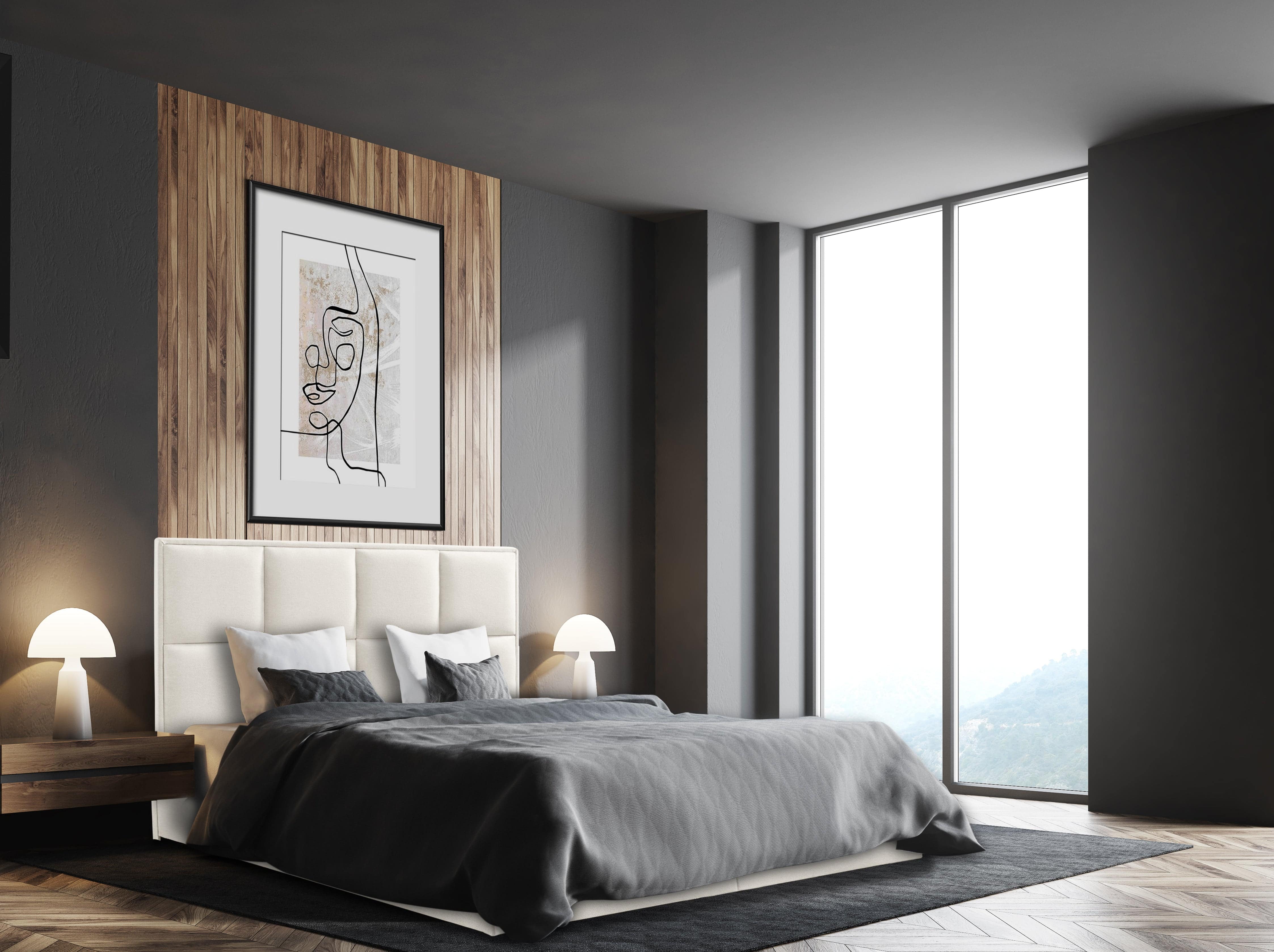 Pat rabatabil cu lada de depozitare, tapitat cu stofa, Fogo Ecru (5)