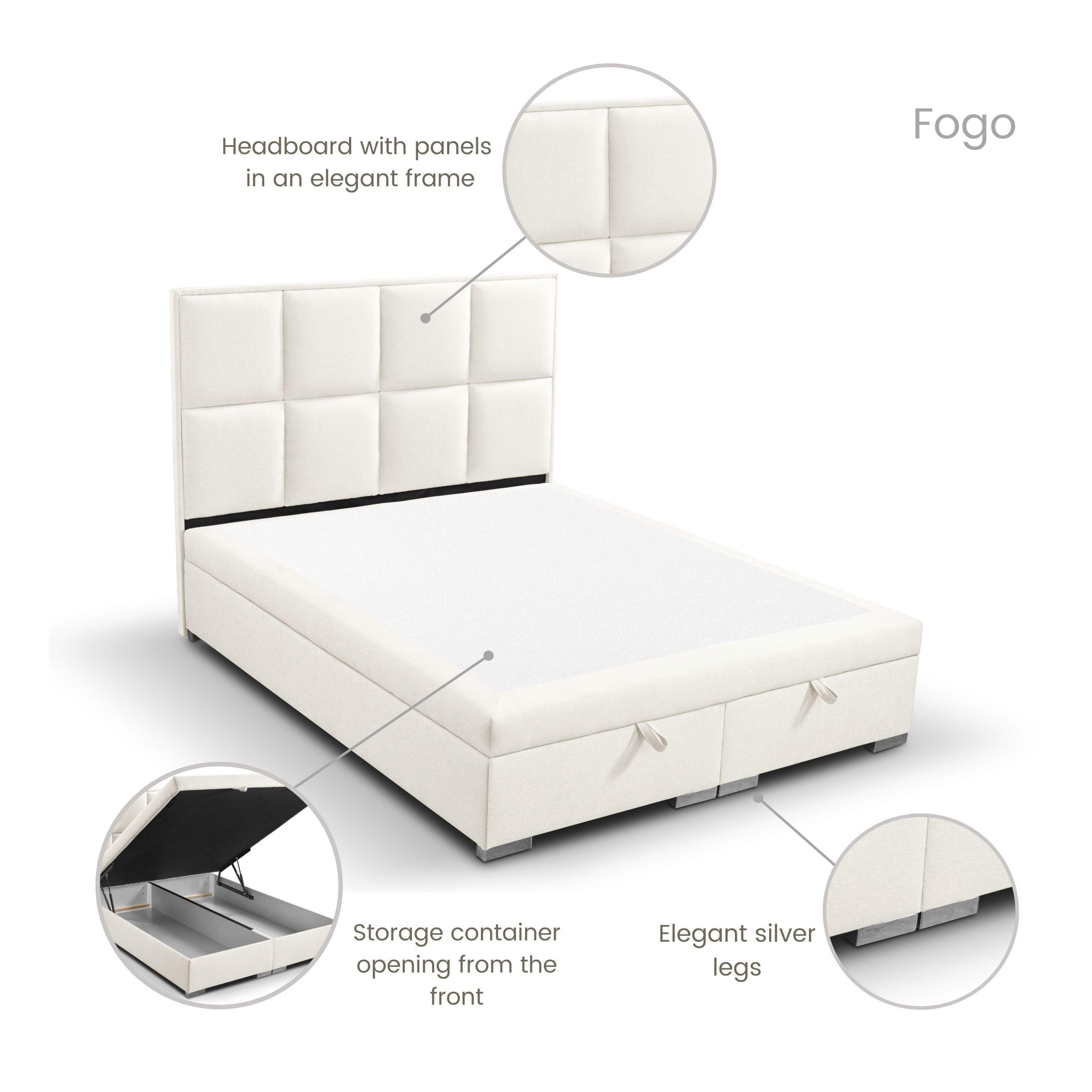 Pat rabatabil cu lada de depozitare, tapitat cu stofa, Fogo Ecru (6)