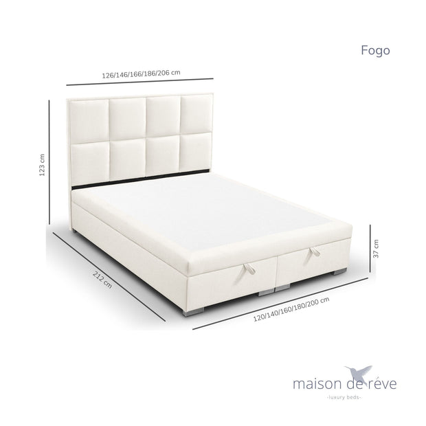 Pat rabatabil cu lada de depozitare, tapitat cu stofa, Fogo Ecru (7)