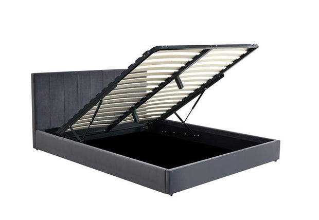 Halmar 200 x 160 cm Pat rabatabil cu lada de depozitare, tapitat cu stofa Katarinas Velvet Gri