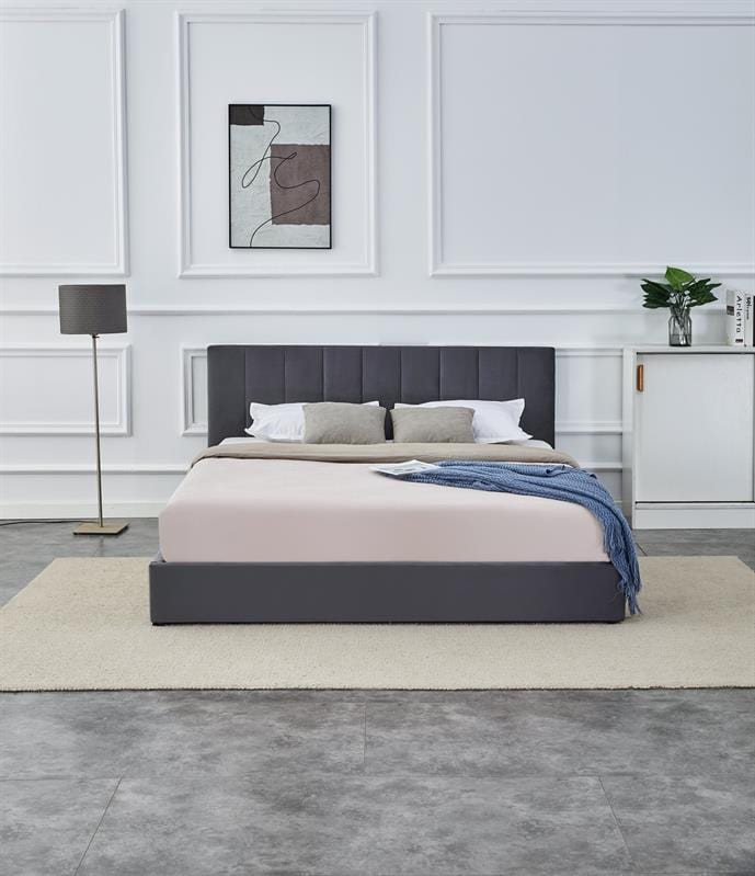 Halmar 200 x 160 cm Pat rabatabil cu lada de depozitare, tapitat cu stofa Katarinas Velvet Gri