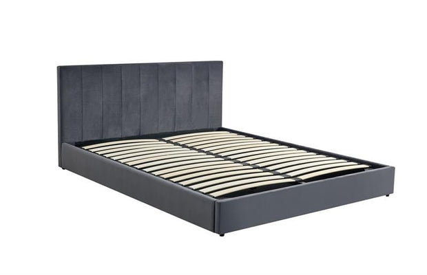 Halmar 200 x 160 cm Pat rabatabil cu lada de depozitare, tapitat cu stofa Katarinas Velvet Gri