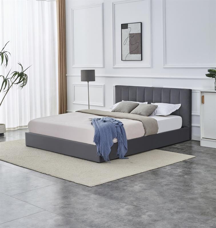 Halmar 200 x 160 cm Pat rabatabil cu lada de depozitare, tapitat cu stofa Katarinas Velvet Gri