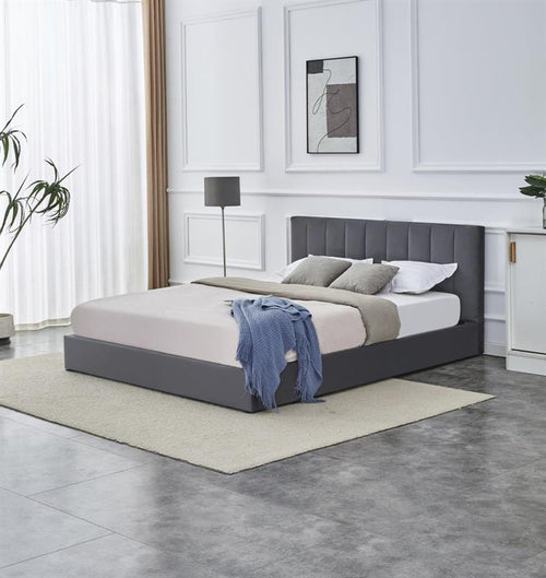 Halmar 200 x 160 cm Pat rabatabil cu lada de depozitare, tapitat cu stofa Katarinas Velvet Gri