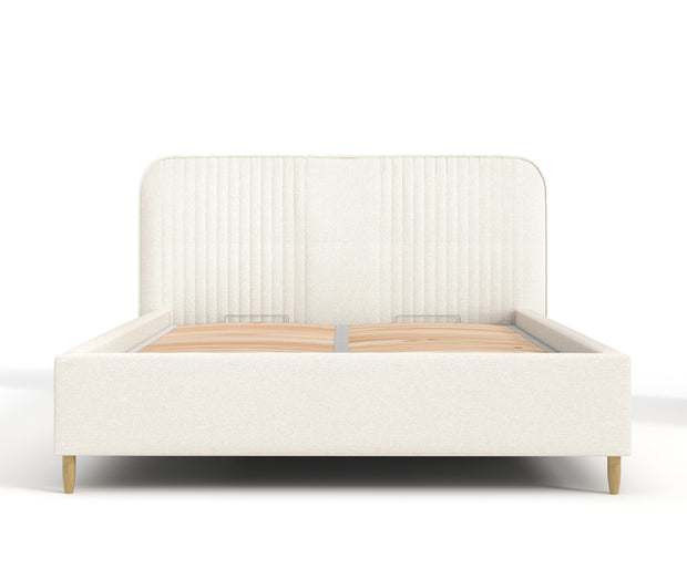 Pat rabatabil cu lada de depozitare, tapitat cu stofa, Livy Ecru (1)