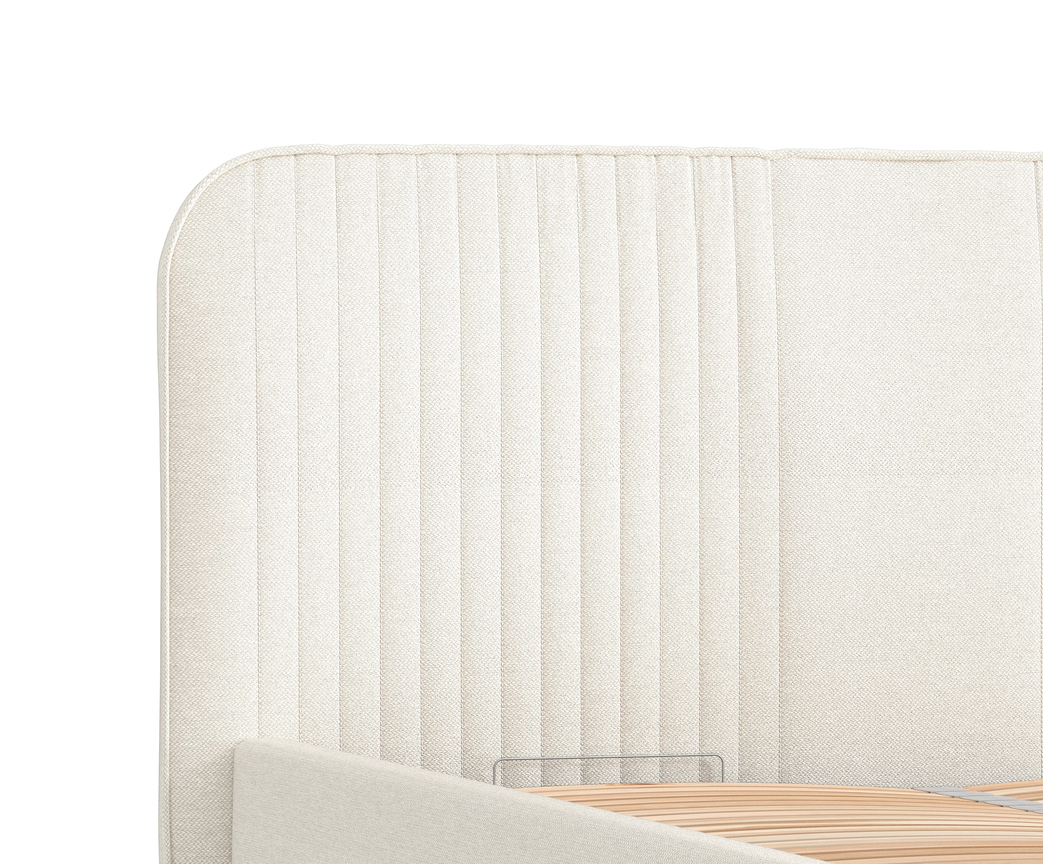 Pat rabatabil cu lada de depozitare, tapitat cu stofa, Livy Ecru (2)