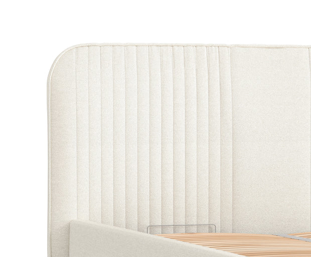 Pat rabatabil cu lada de depozitare, tapitat cu stofa, Livy Ecru (2)