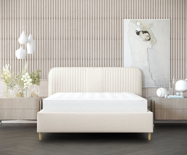 Pat rabatabil cu lada de depozitare, tapitat cu stofa, Livy Ecru (4)