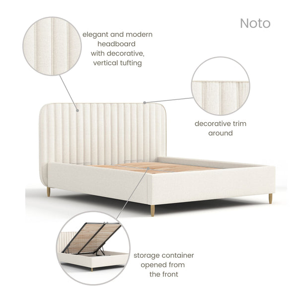 Pat rabatabil cu lada de depozitare, tapitat cu stofa, Livy Ecru (8)