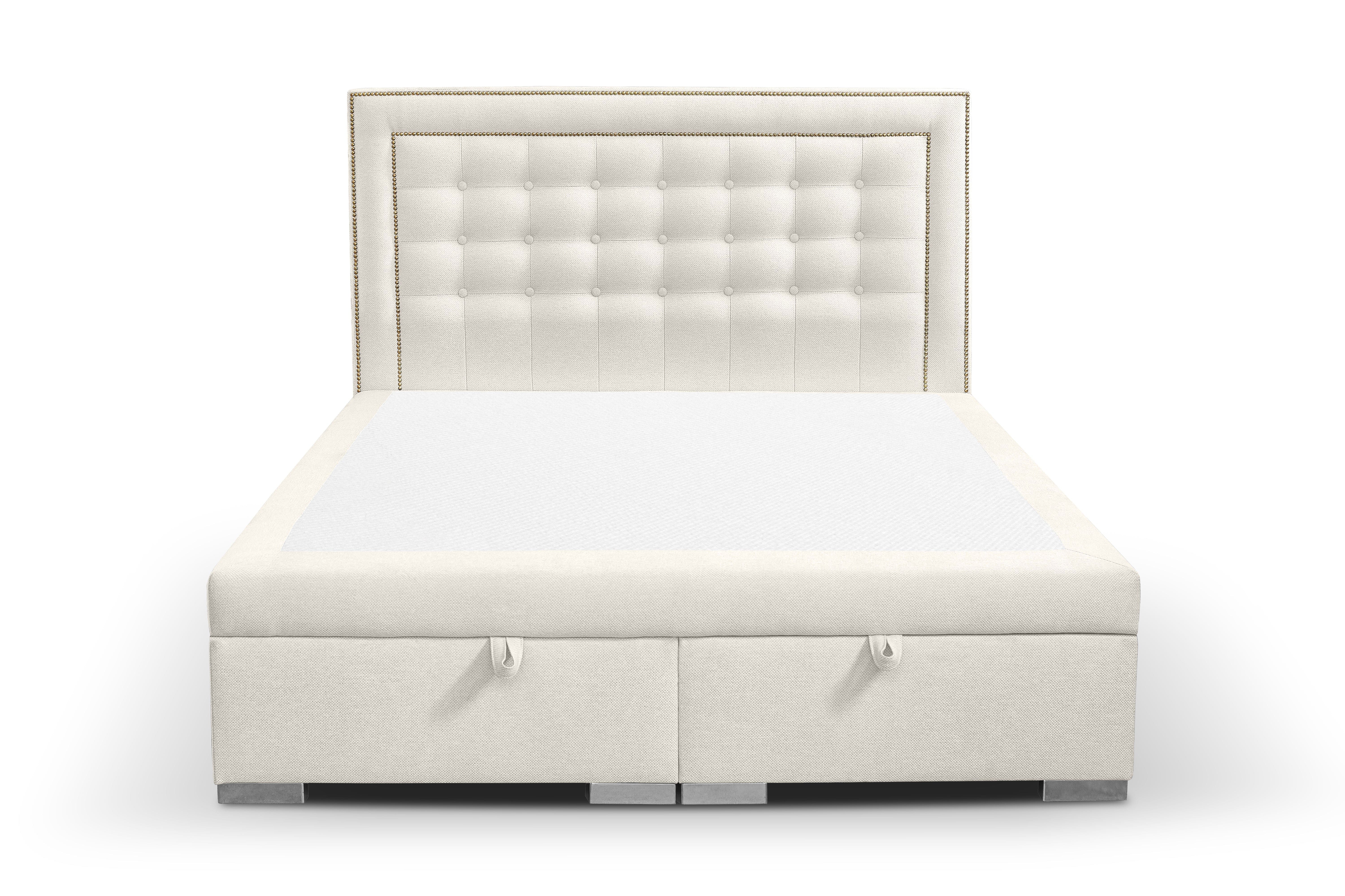 Johnsonstyle Pat rabatabil cu lada de depozitare, tapitat cu stofa, Loa Ecru