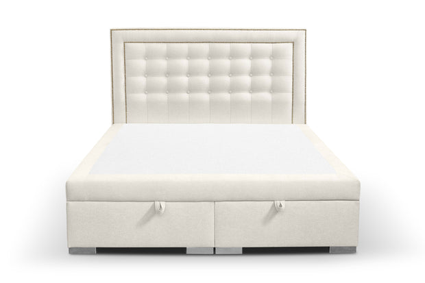 Johnsonstyle Pat rabatabil cu lada de depozitare, tapitat cu stofa, Loa Ecru