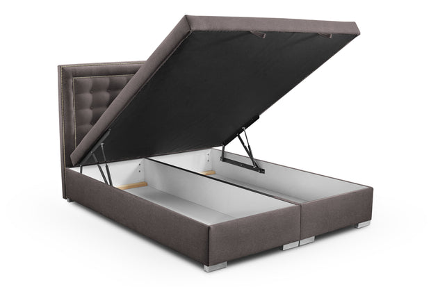 Pat rabatabil cu lada de depozitare, tapitat cu stofa, Loa Maro (3)