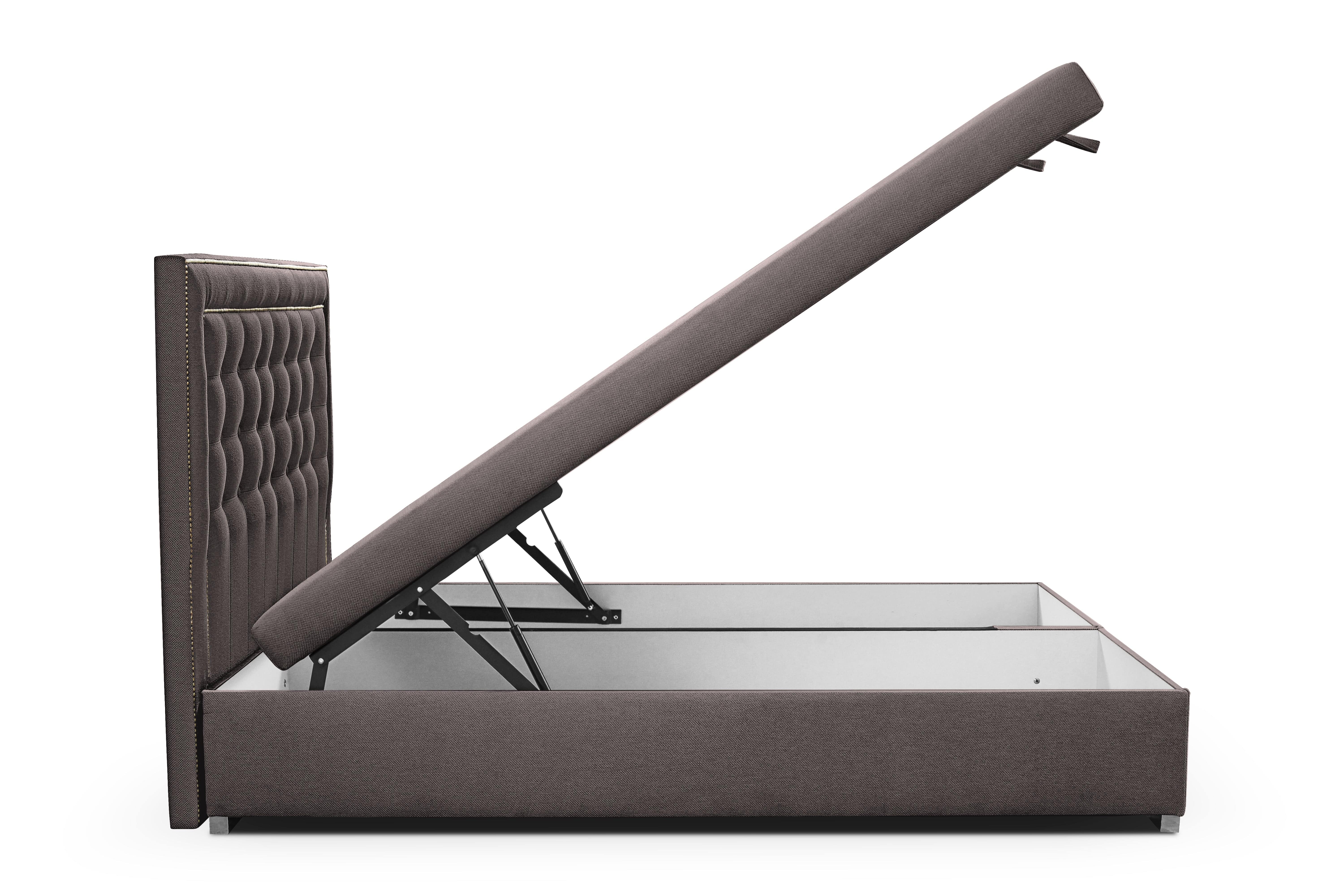 Pat rabatabil cu lada de depozitare, tapitat cu stofa, Loa Maro (4)