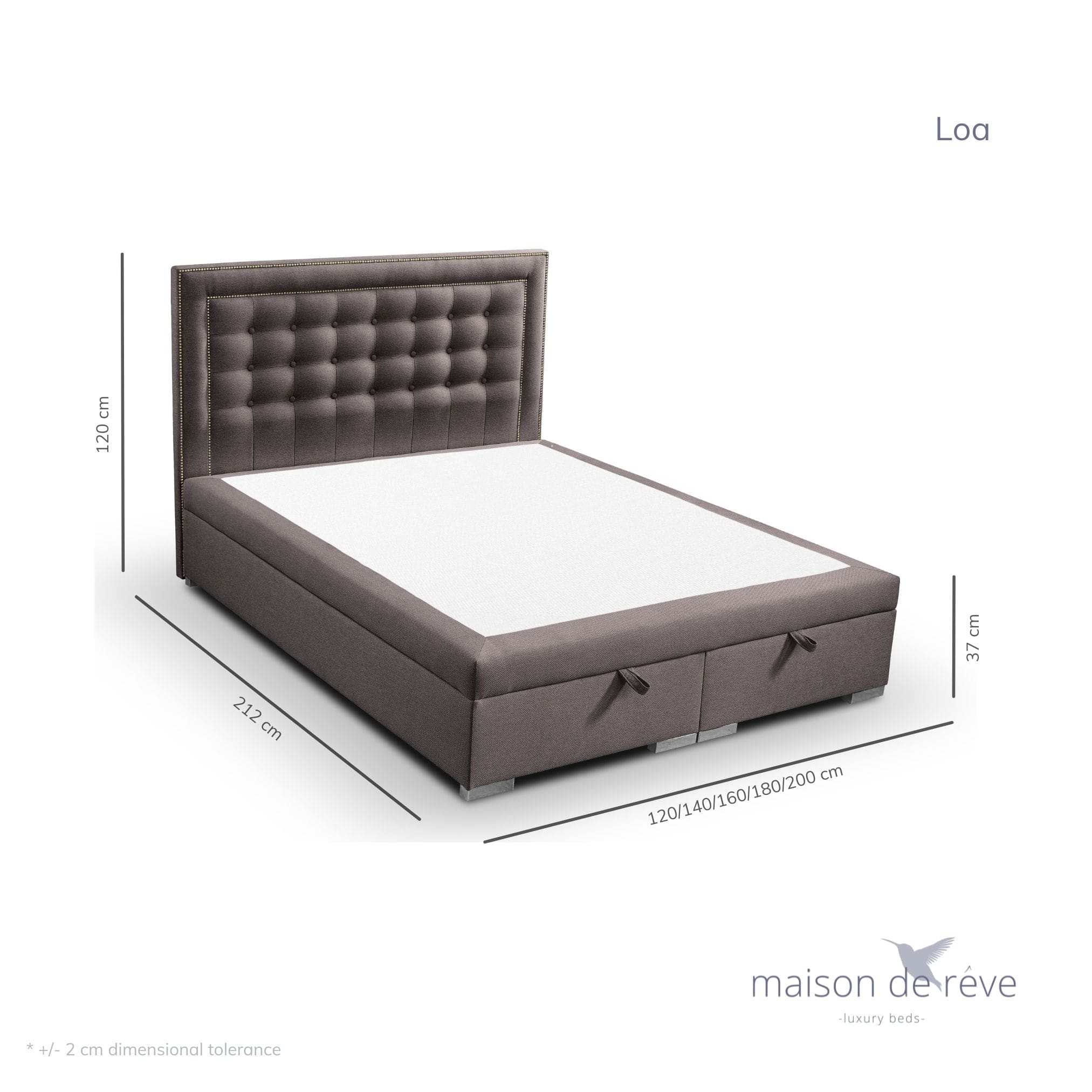 Pat rabatabil cu lada de depozitare, tapitat cu stofa, Loa Maro (7)