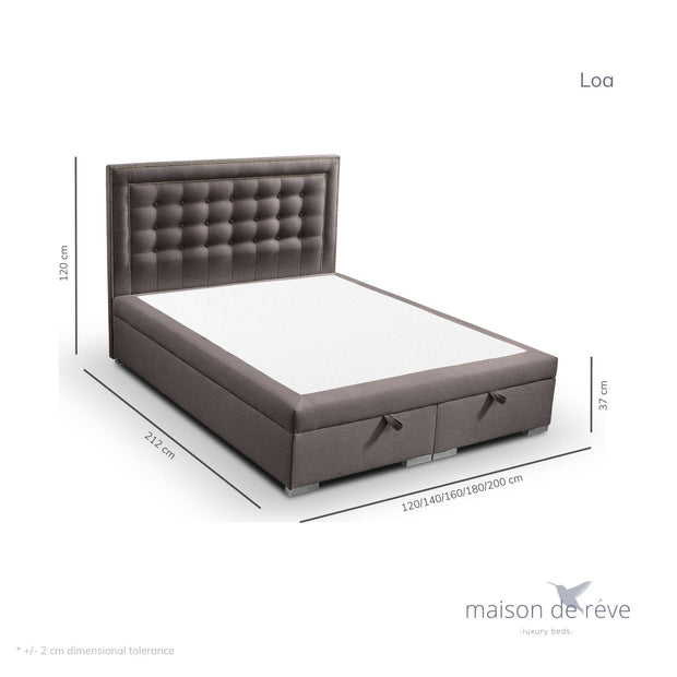 Pat rabatabil cu lada de depozitare, tapitat cu stofa, Loa Maro (7)