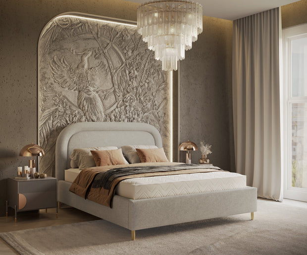 Pat rabatabil cu lada de depozitare, tapitat cu stofa, Mija Grej (4)