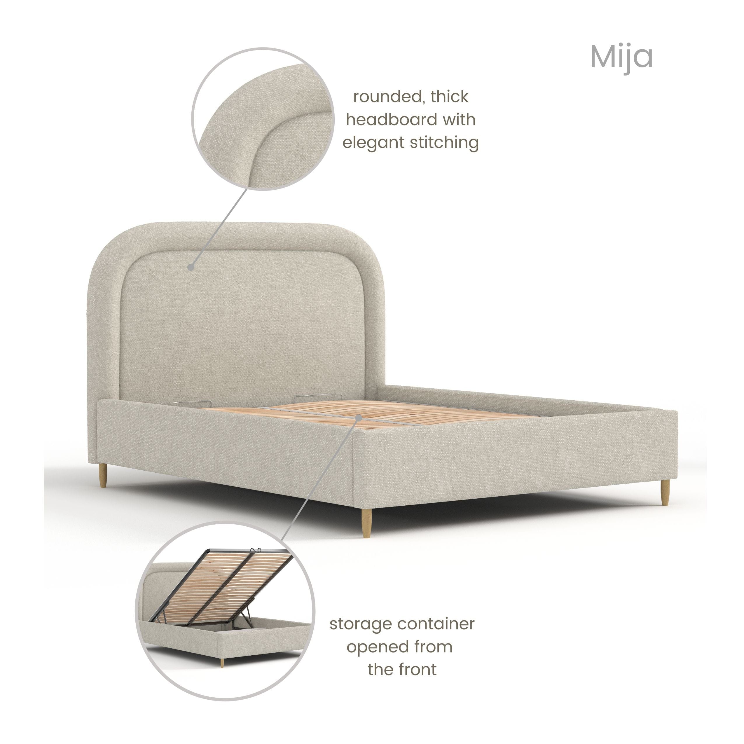 Pat rabatabil cu lada de depozitare, tapitat cu stofa, Mija Grej (7)