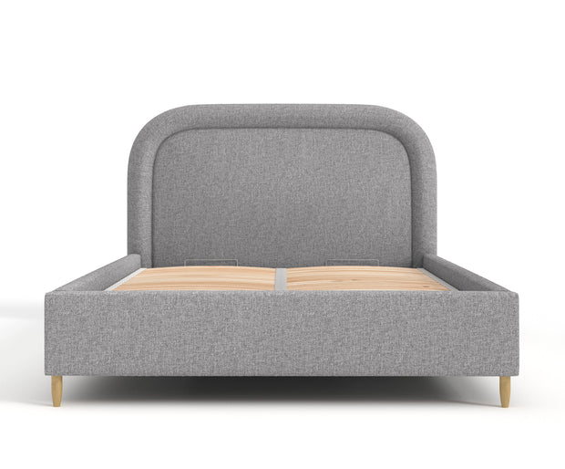 Johnsonstyle Pat rabatabil cu lada de depozitare, tapitat cu stofa, Mija Gri Inchis