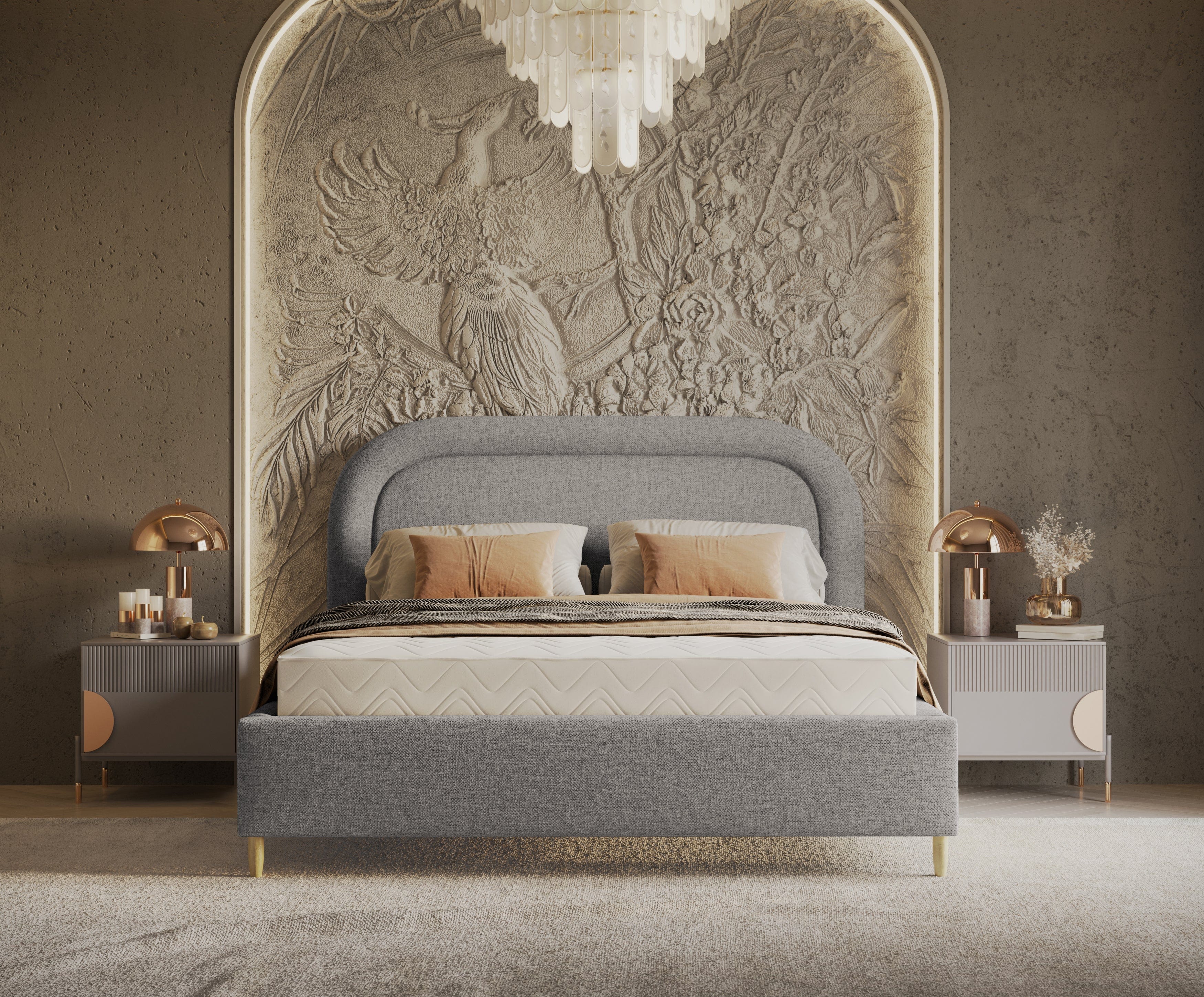 Pat rabatabil cu lada de depozitare, tapitat cu stofa, Mija Gri Inchis (6)