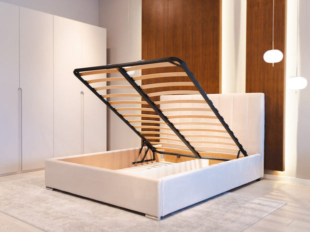 Pat rabatabil cu lada de depozitare, tapitat cu stofa, Sonata (1)