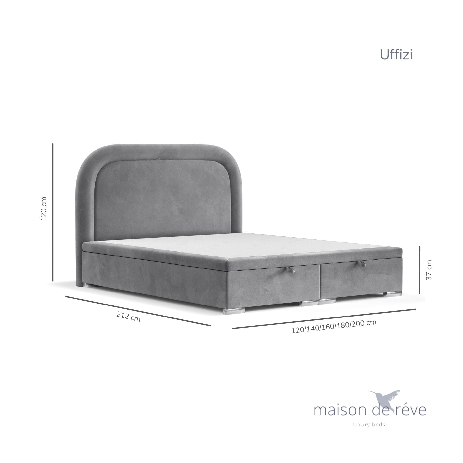Pat rabatabil cu lada de depozitare, tapitat cu stofa, Uffizi Gri (6)