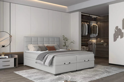 Wersal 200 x 140 cm Pat rabatabil cu lada de depozitare, tapitat, Semenis Boxspring