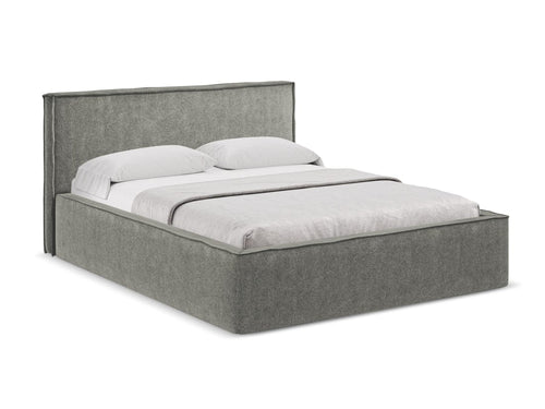 Makamii 200 x 140 cm Pat rabatabil cu lada depozitare, tapitat cu stofa boucle, Anani C12 Gri