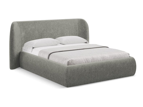 Makamii 200 x 140 cm Pat rabatabil cu lada depozitare, tapitat cu stofa boucle, Hauke C12 Gri