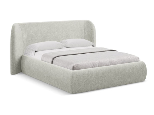 Makamii 200 x 140 cm Pat rabatabil cu lada depozitare, tapitat cu stofa boucle, Hauke C13 Bej