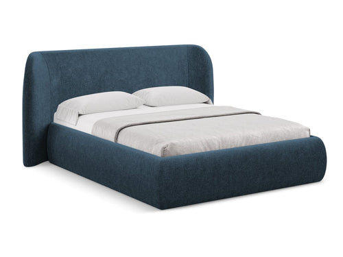 Makamii 200 x 140 cm Pat rabatabil cu lada depozitare, tapitat cu stofa boucle, Hauke C6 Albastru Royal