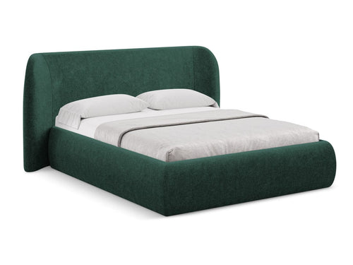 Makamii 200 x 140 cm Pat rabatabil cu lada depozitare, tapitat cu stofa boucle, Hauke C8 Verde Inchis