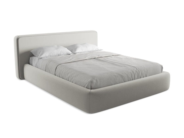 Makamii 200 x 160 cm Pat rabatabil cu lada depozitare, tapitat cu stofa boucle, Kiana C15 Argintiu